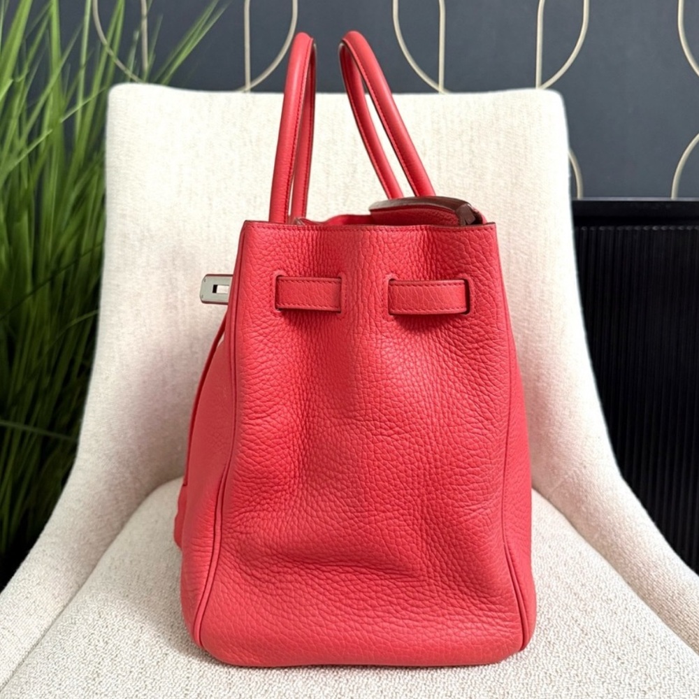 HERMES Birkin 35 bag pink leather authentic silver hardware tote - Picture 7 of 16